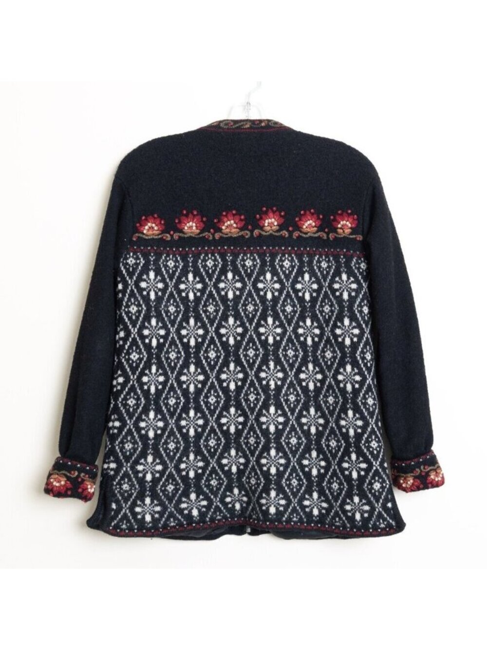Icelandic Design Wool Cardigan Sweater Nordic Folk Fair Isle Vintage Small - Picture 2 of 16